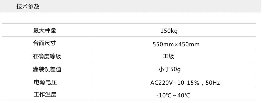 二氧化碳充裝秤參數